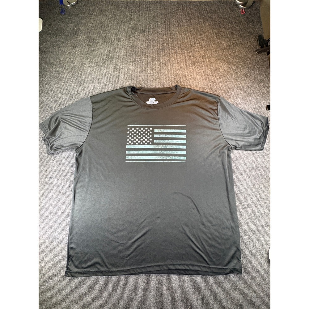 Mossy Oak Fishing Mens 4X Black American Flag Graphic Performance T-Shirt 2661